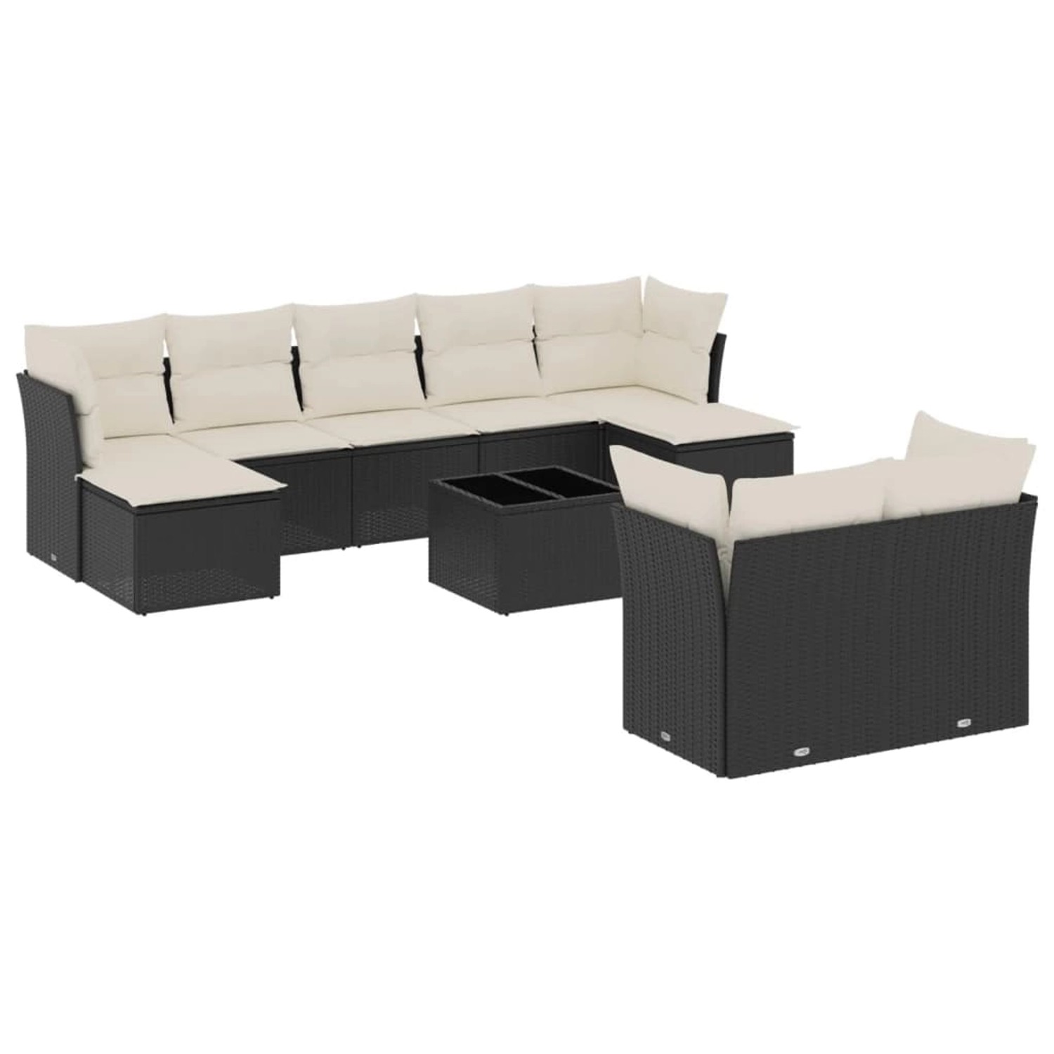 Thumbnail - vidaXL 10-Tlg Garten-Sofagarnitur mit Kissen Schwarz Poly Rattan 3218316
