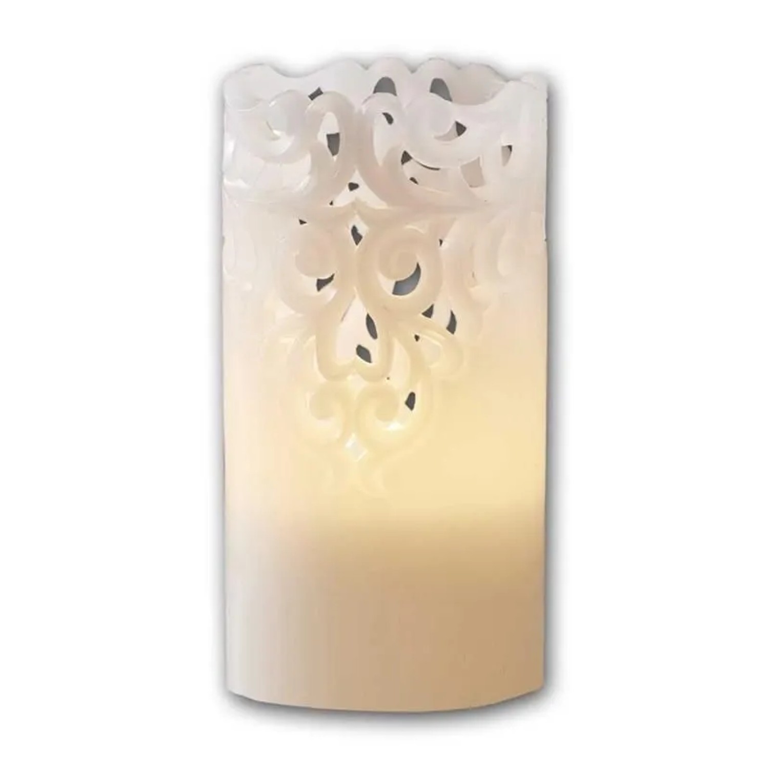 Star Trading LED-Wachskerze CLARY Weiß Rankendesign 15x8cm