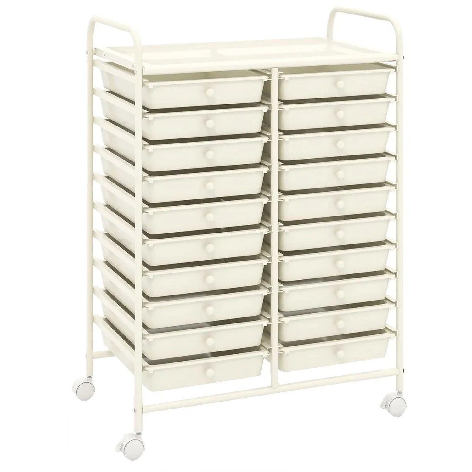 Costway Rollwagen mit 20 Stapelbaren Schubladen Badrollwagen Weiß günstig online kaufen