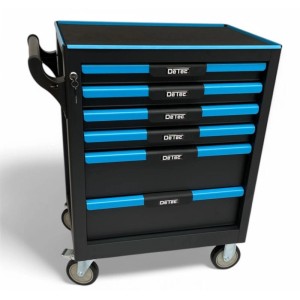 DeTec. Werkstattwagen, bestückt mit Werkzeug, 6 Schubladen, abschließbar.
