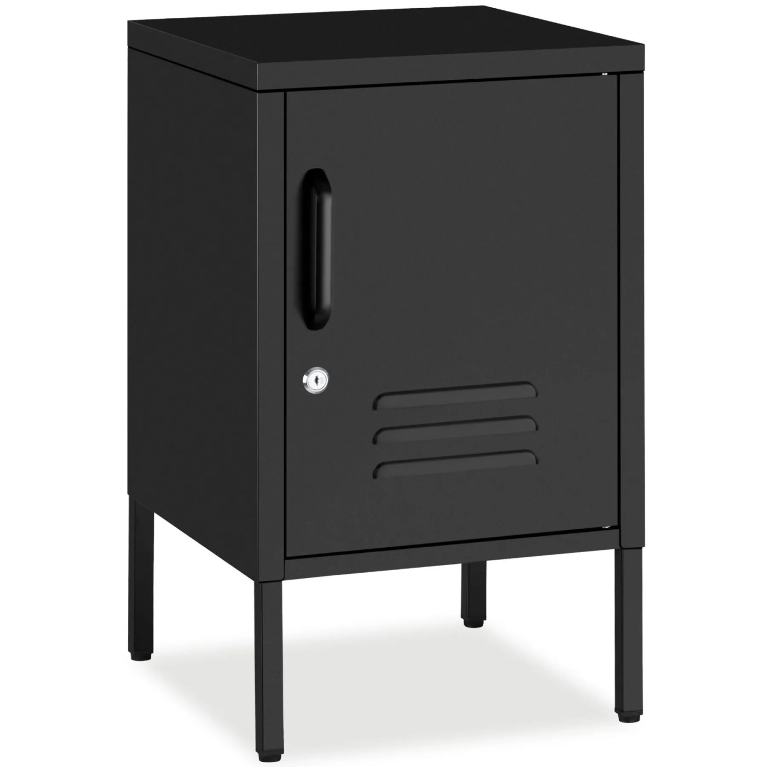 Tectake Nachttisch Baker Abschließbare Tür Mit Magnetverschluss Verstellbarer Zwischenboden  35 x 42 5 x 60 5 cm Schwarz