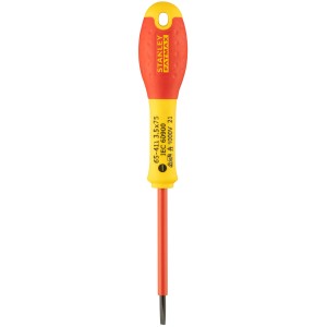 Stanley Fatmax isolierter Schlitz-Schraubendreher, 3,5 x 75 mm, gelb/rot.