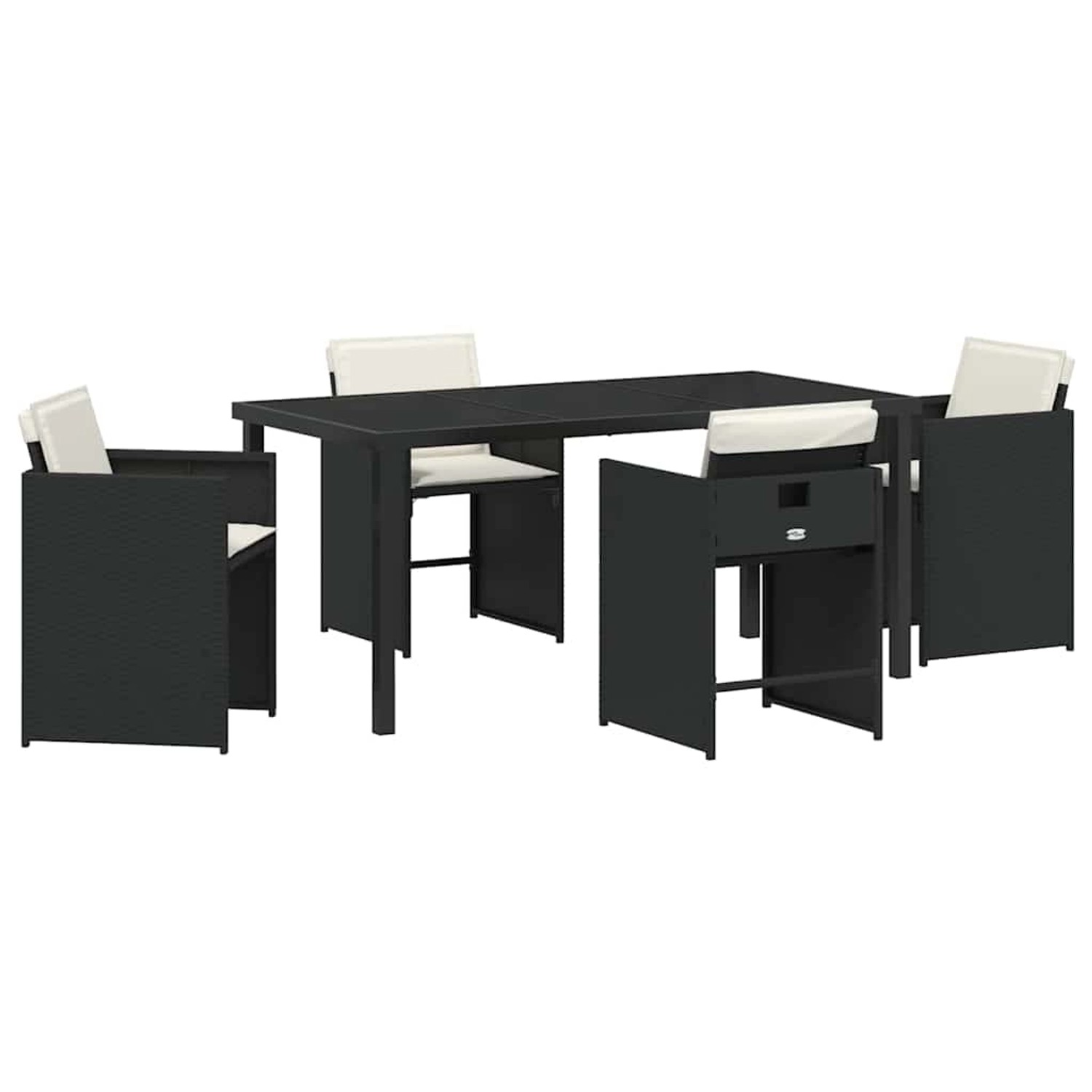 vidaXL 5-Teilige Garten-Essgruppe mit Kissen Schwarz Poly Rattan 3379974 günstig online kaufen