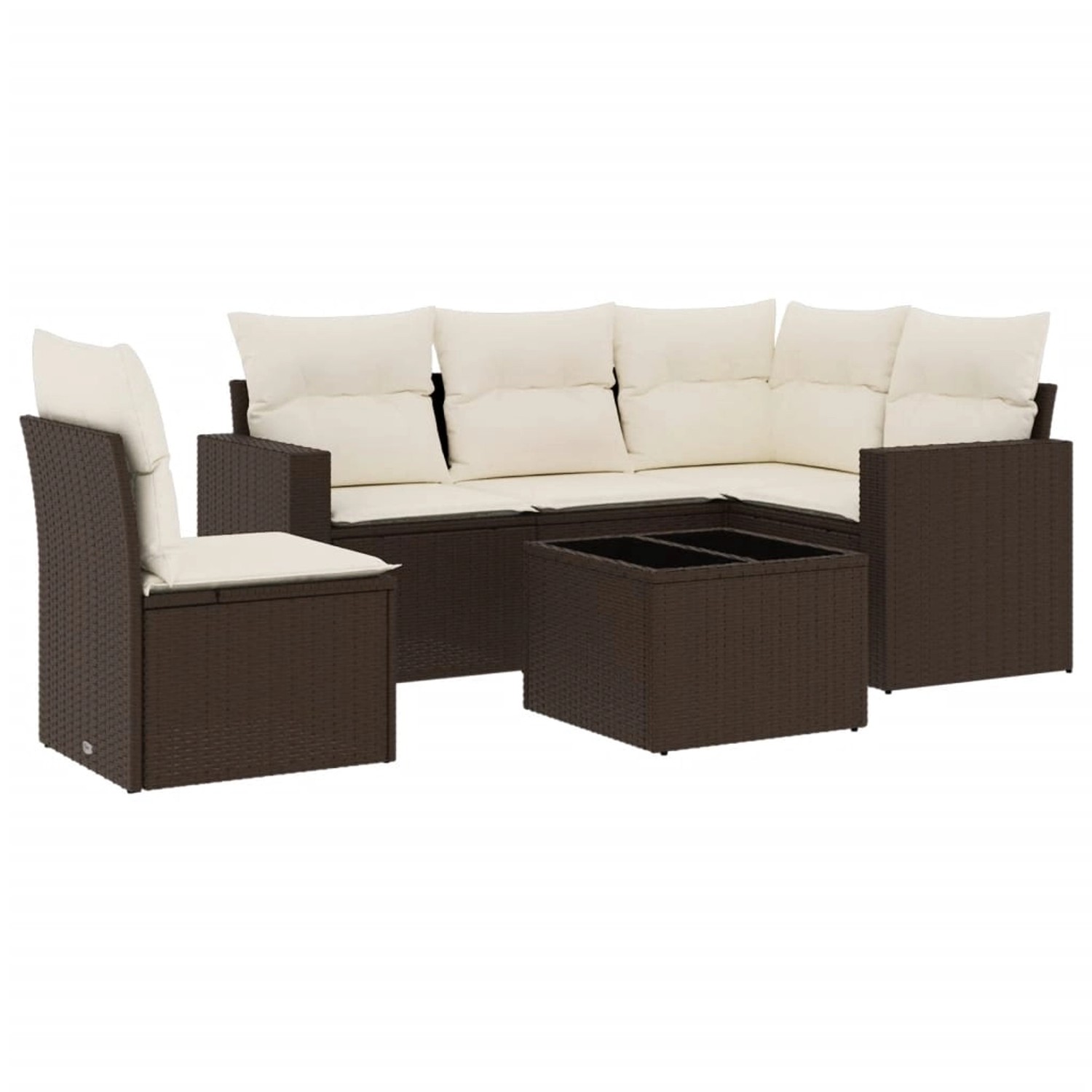 vidaXL 6-Tlg Garten-Sofagarnitur mit Kissen Braun Poly Rattan 3218973 günstig online kaufen