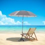 Anthrazitfarbener Doppler Marktschirm Expert 156 cm mit Knickfunktion am Strand.