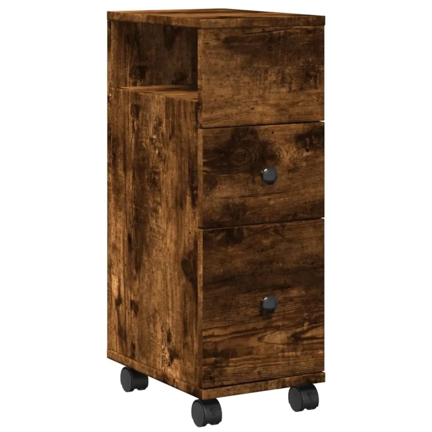 vidaXL Badschrank Schmal mit Rollen Räuchereiche Holzwerkstoff 855236 günstig online kaufen