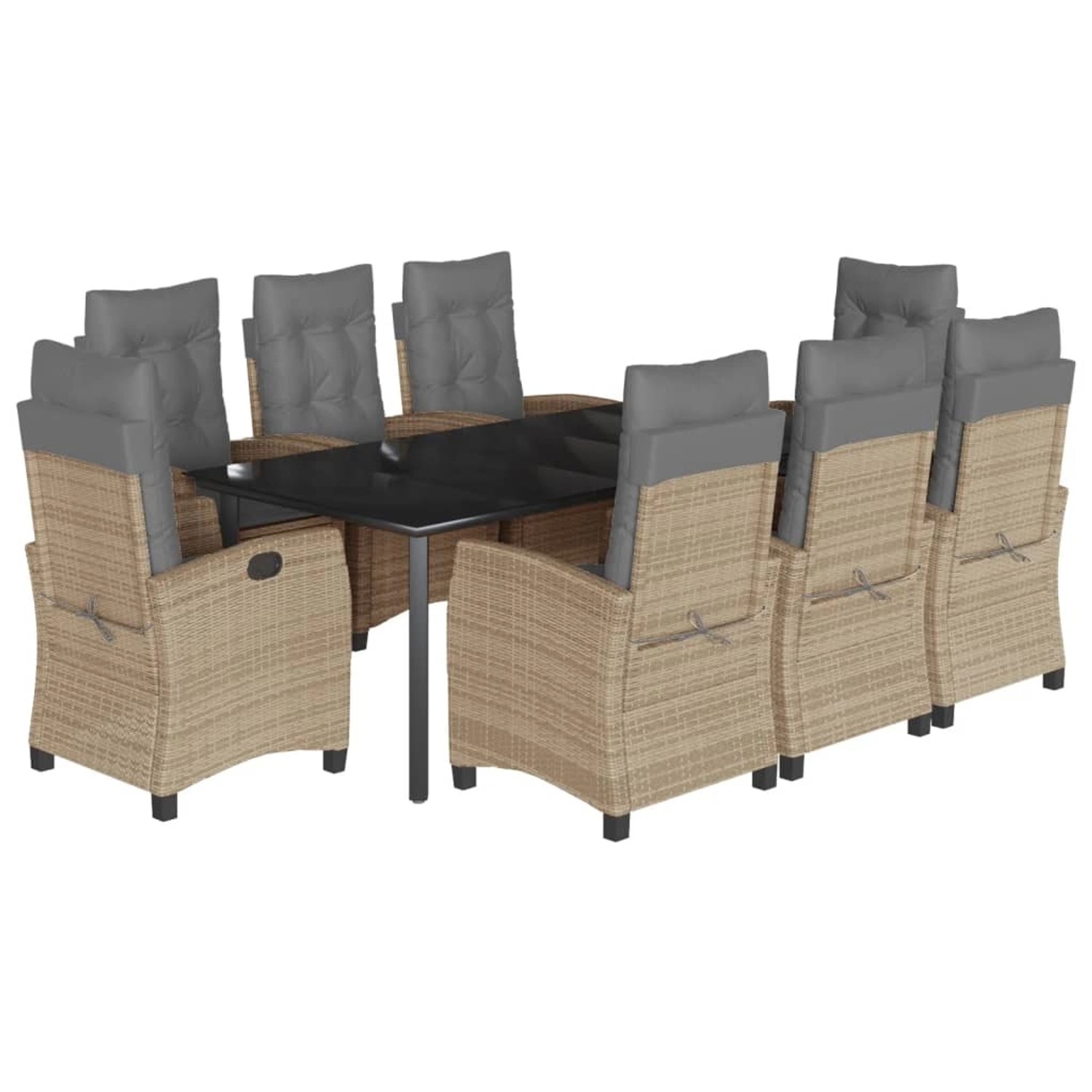 vidaXL 9-Tlg Garten-Essgruppe mit Kissen Beigemischung Poly Rattan 3212841 günstig online kaufen