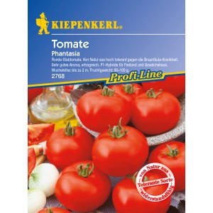 Kiepenkerl Tomatensamen Phantasia F1: Aromatische, runde Tomaten auf der Packung.