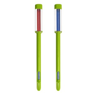 Zwei Westland Gießanzeiger, grün, zur Feuchtigkeitsmessung in Pflanztöpfen.