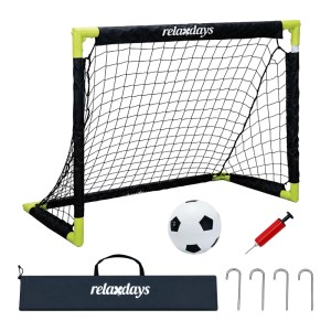 Relaxdays faltbares Fußballtor-Set: Schwarz-gelbes Tor, Ball, Pumpe, Tasche, Erdhaken. Für Spiel & Training.
