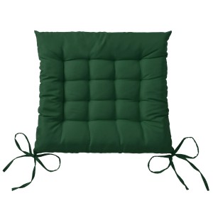 Beautissu Lea Stuhlkissen, 4er Set, 40x40cm, dunkelgrün mit Bindebändern.