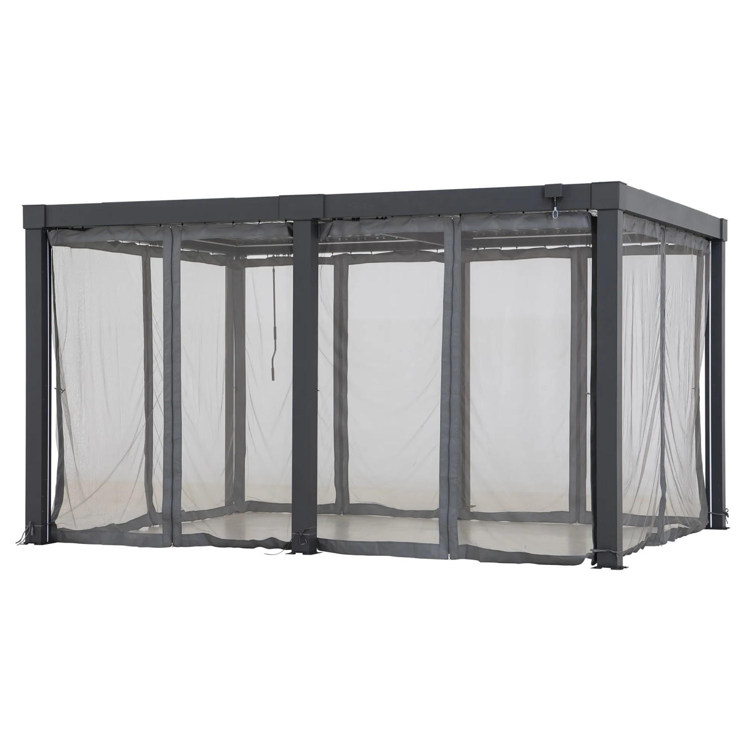 Sunjoy Netz für Matterhorn Multi-Pergola 306x406 cm, grau, als Insektenschutz.