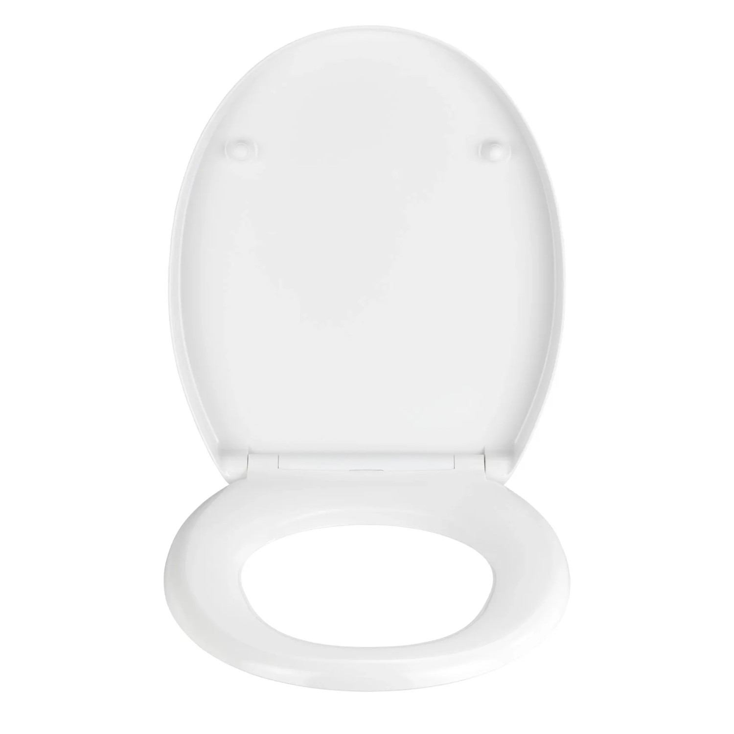 Weißer Wenko WC-Sitz Crevada Duro Unbreakable, offen, aus bruchfestem Material.