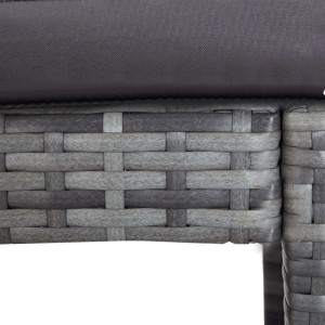 Detailaufnahme: Graues vidaXL Gartenbar-Set aus Rattan mit anthrazitfarbenen Auflagen.