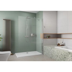 pianura Duschwanne Emilia, 100x80 cm, Mineralguss, bodenebener Einbau im Badezimmer.