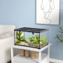 PawHut Reptilien Terrarium mit Thermometer, eingerichtet mit Pflanzen und Deko.