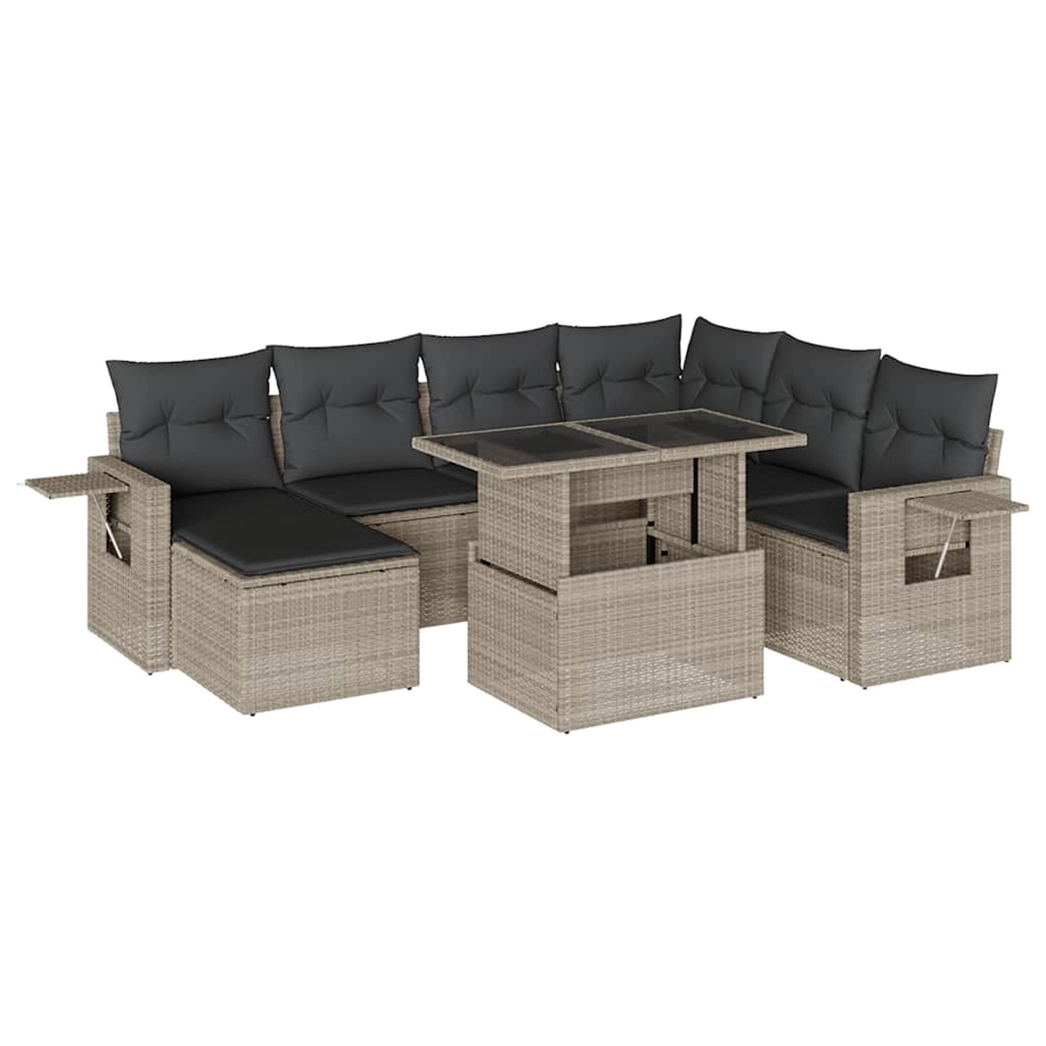 vidaXL 8-Tlg Garten-Sofagarnitur mit Kissen Hellgrau Poly Rattan 3268072 günstig online kaufen