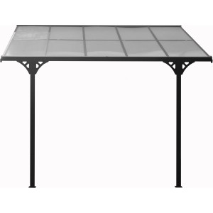 Schwarzes Westmann Terrassendach aus Aluminium, 313x300 cm, mit Doppelstegplatten.