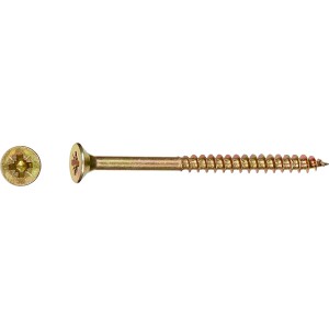 Gelb verzinkte Spanplattenschraube Ø 6x40 mm mit Senkkopf und PZ-Antrieb, 10er-Pack.