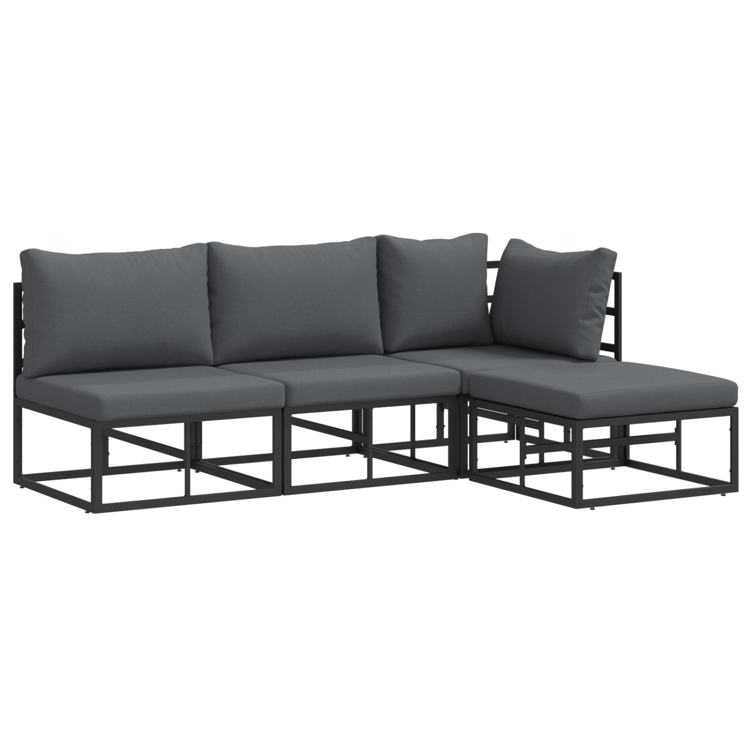 vidaXL Garten-Sofa-Set mit Kissen 4-Tlg Schwarz Aluminium 3378856 günstig online kaufen