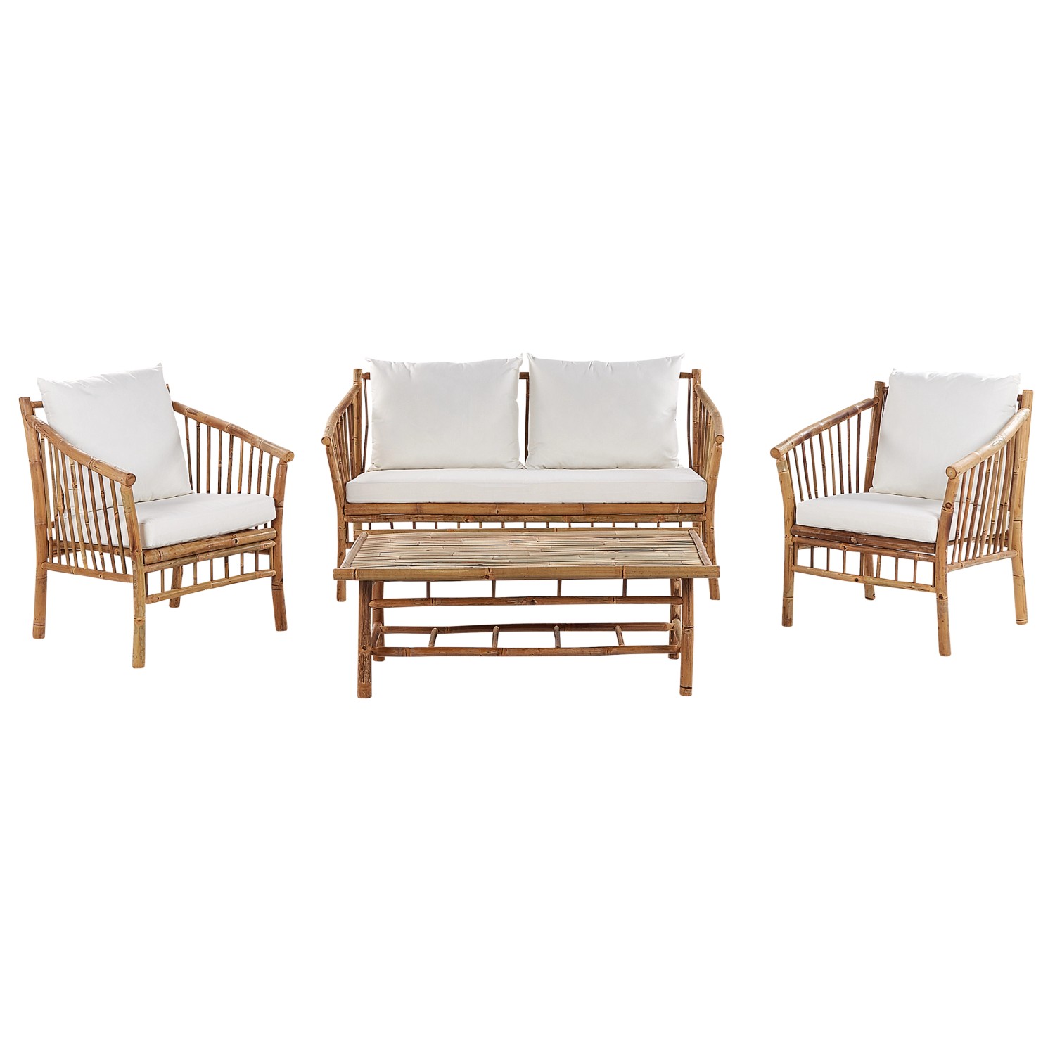 Beliani Lounge Set MAGGIORE Heller Holzfarbton Weiss 67x148x82