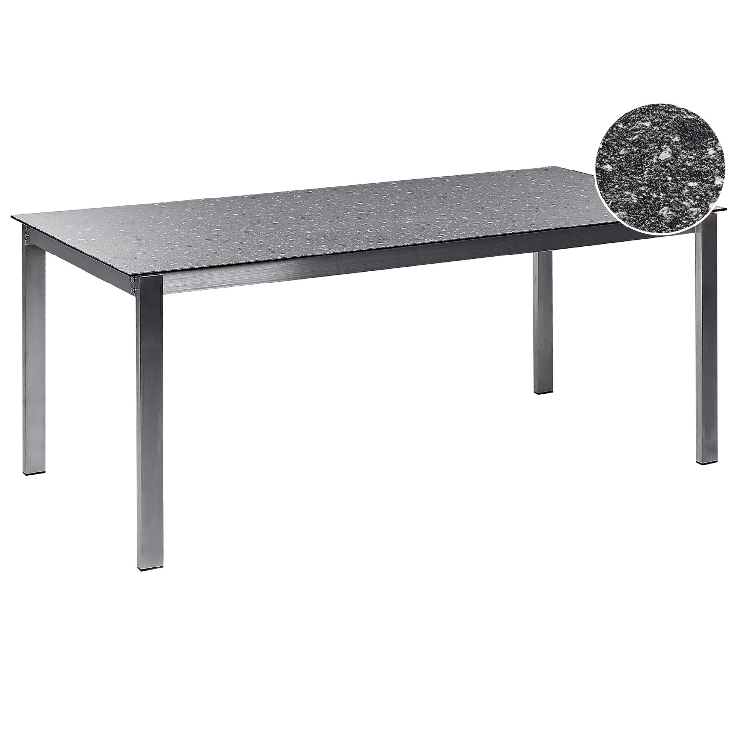 Beliani Gartentisch COSOLETO Schwarz Silber 180x90x75 günstig online kaufen