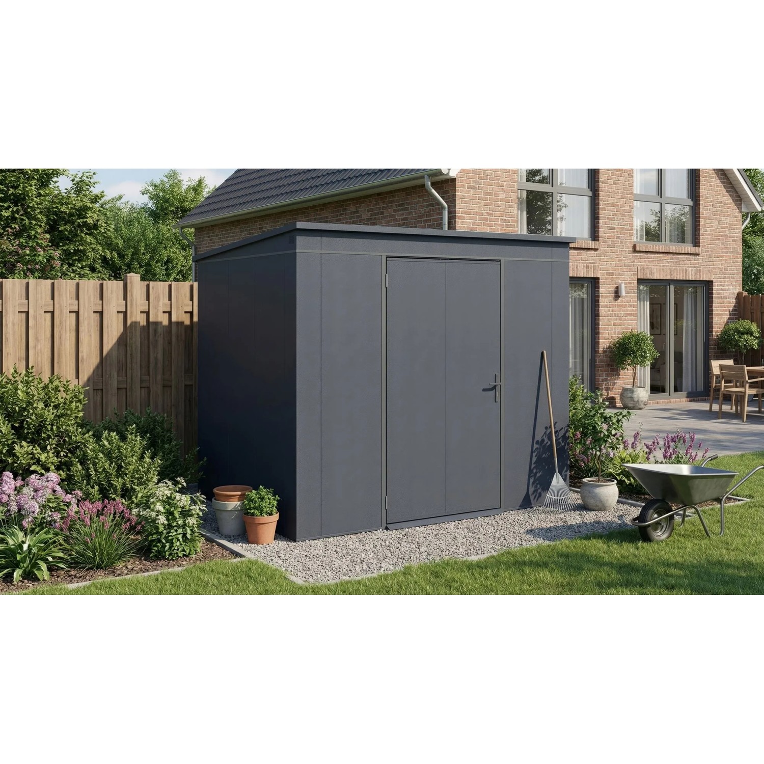 Weka Metall-Gerätehaus Gary 242 cm x 198 cm Anthrazit