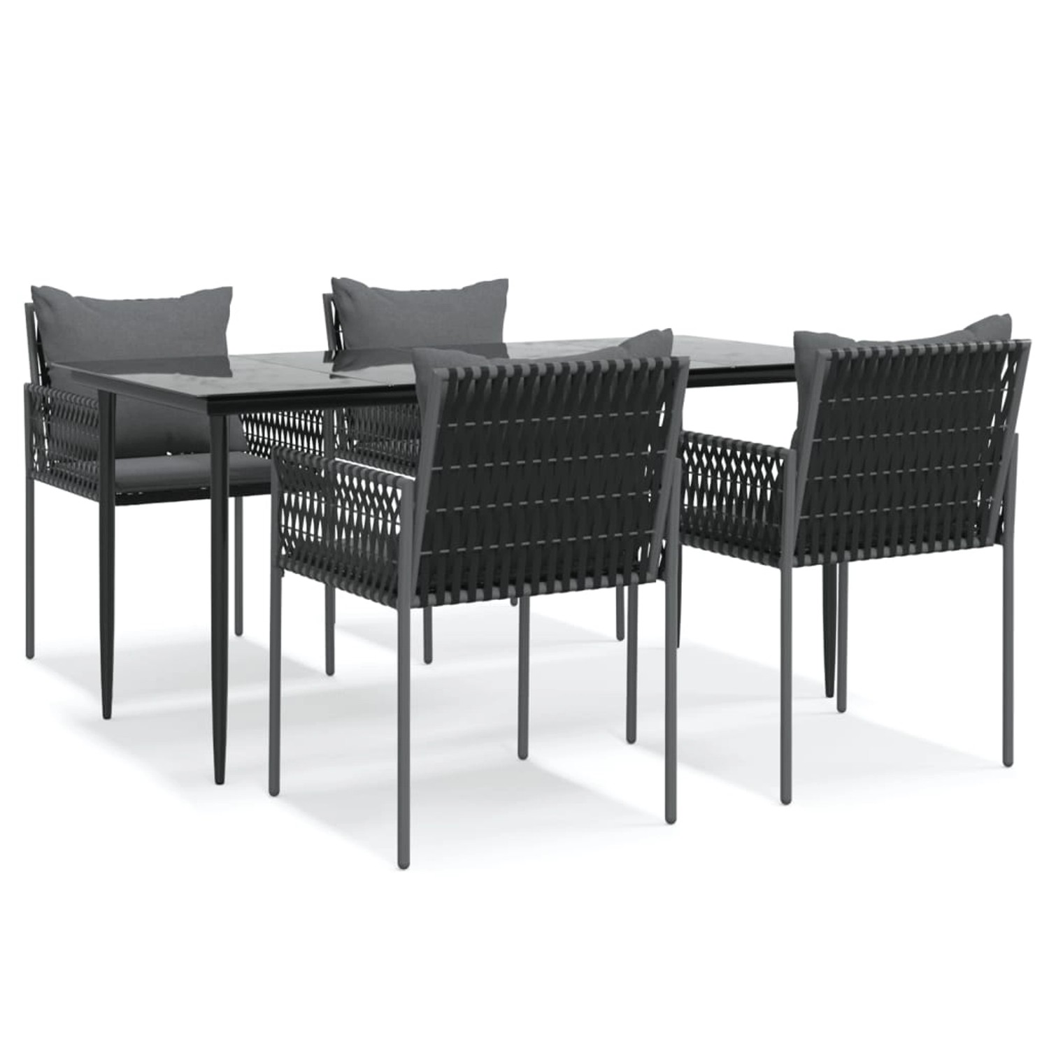 vidaXL 5-Tlg Garten-Essgruppe mit Kissen Poly Rattan und Stahl 3187059 günstig online kaufen