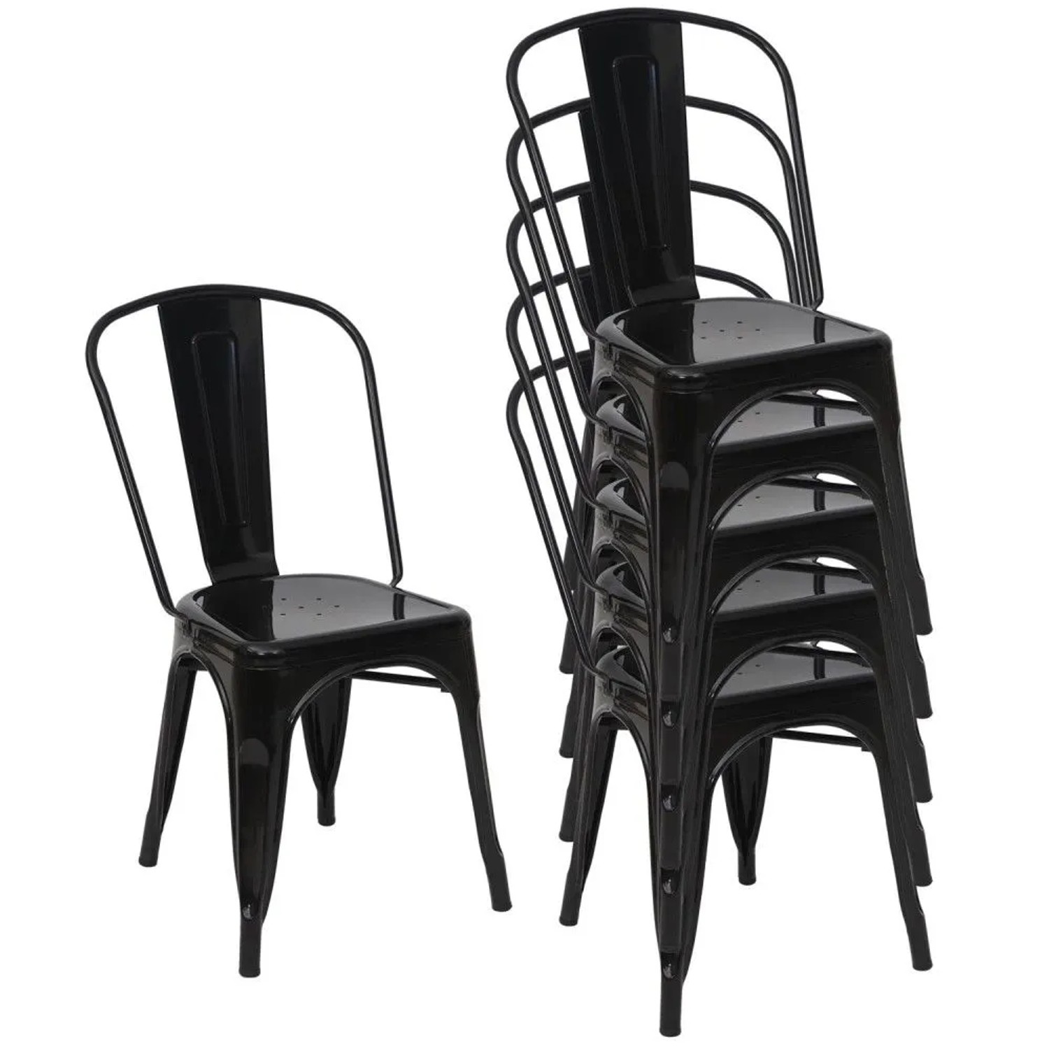 MCW Stuhl A73 Metall 6er-Set Schwarz