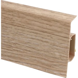 Kabelkanalleiste Cubica 60 sk in Wasabi Eiche, Kunststoff Sockelleiste mit integriertem Kabelkanal.