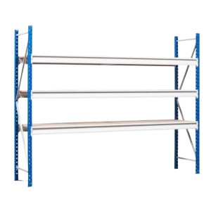 PROREGAL Weitspannregal Maximus Pro Grundregal, 4 Ebenen, 250x260x120 cm, blau/grau.