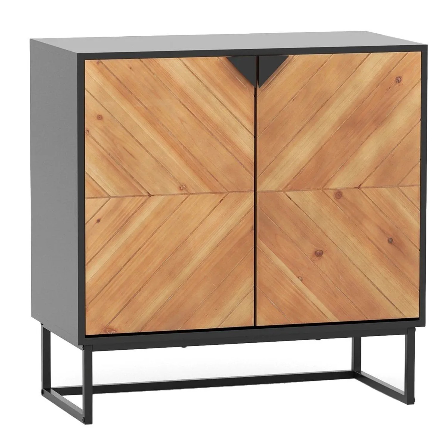 Costway Küchenschrank mit Regal & Metallbeinen Schwarz 80 x 40 x 80 cm