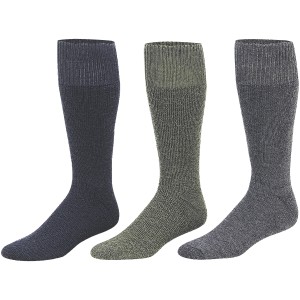 Stiefelplüschsocken in Marine, Oliv und Grau, Größe 48/50, für warme Füße bei der Arbeit.