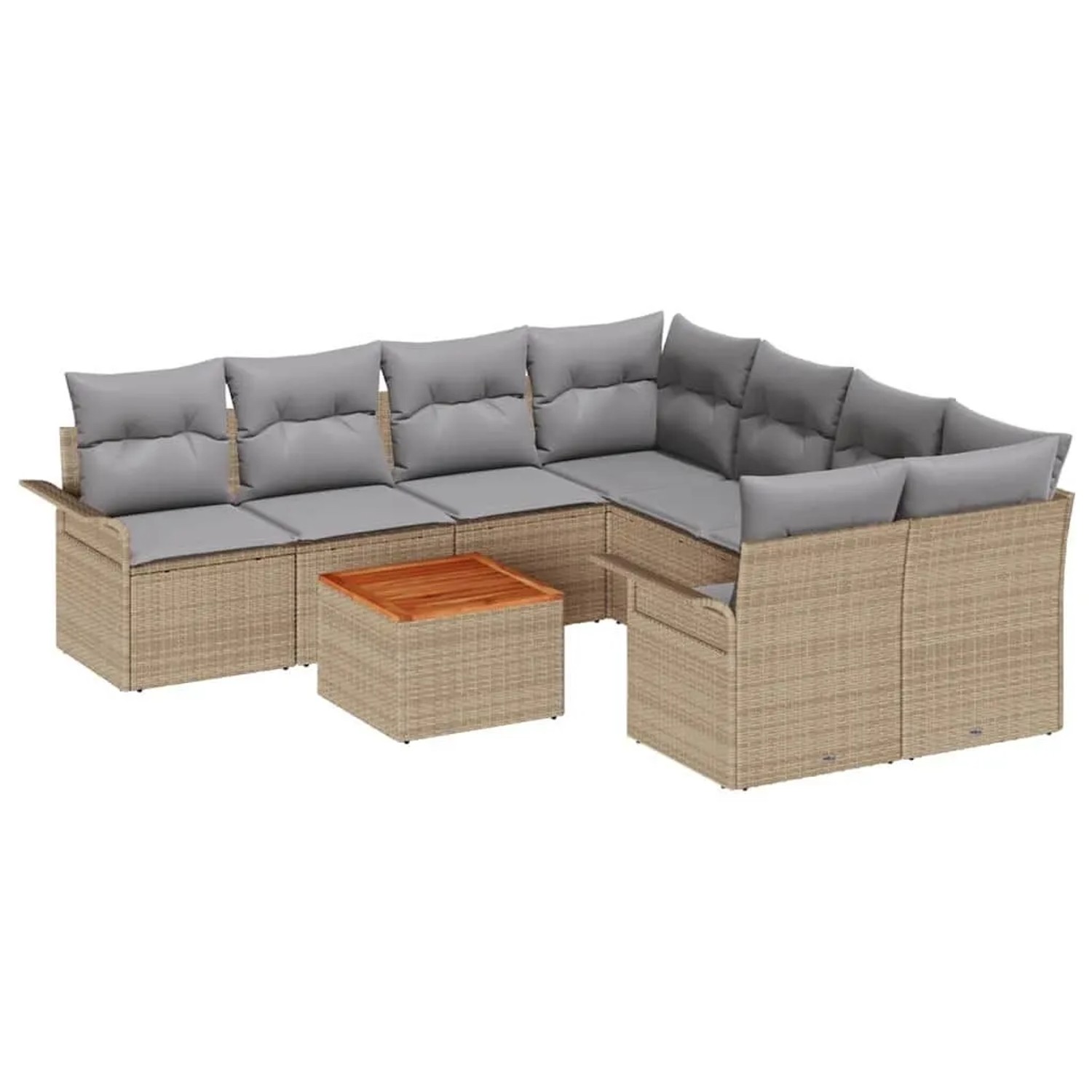 vidaXL Gartensofa-Set 9 Stk Beige und Hellgrau Poly-Rattan 3355977
