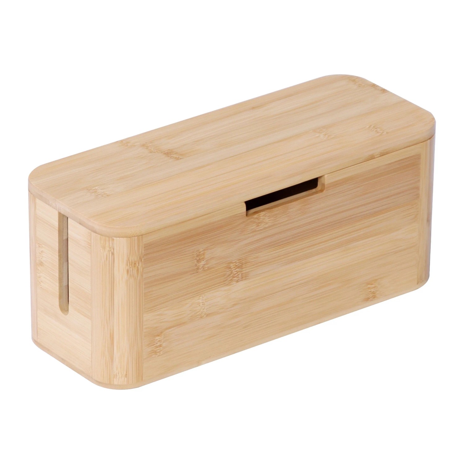 Relaxdays Kabelbox Bambus Natur Magnetverschluss 14,5 cm x 34 cm x 11 cm