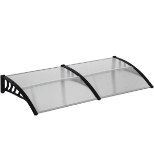 Schwarzes Pultvordach für Haustür, transparent, 200x96 cm. Modernes Vordach mit UV Schutz.