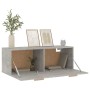 Betongrauer Wandschrank (100x36,5x35 cm) aus Holzwerkstoff mit zwei offenen Fächern als Büroschrank.