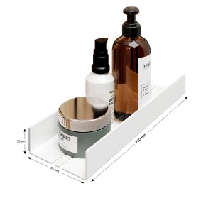 Schulte Duschablage zum Kleben, mattweiß, Größe S mit Pflegeprodukten.