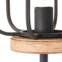 Detailaufnahme der Brilliant Gwen Stehlampe: Holzfuß, schwarzer Lampenschirm, E27 Fassung.