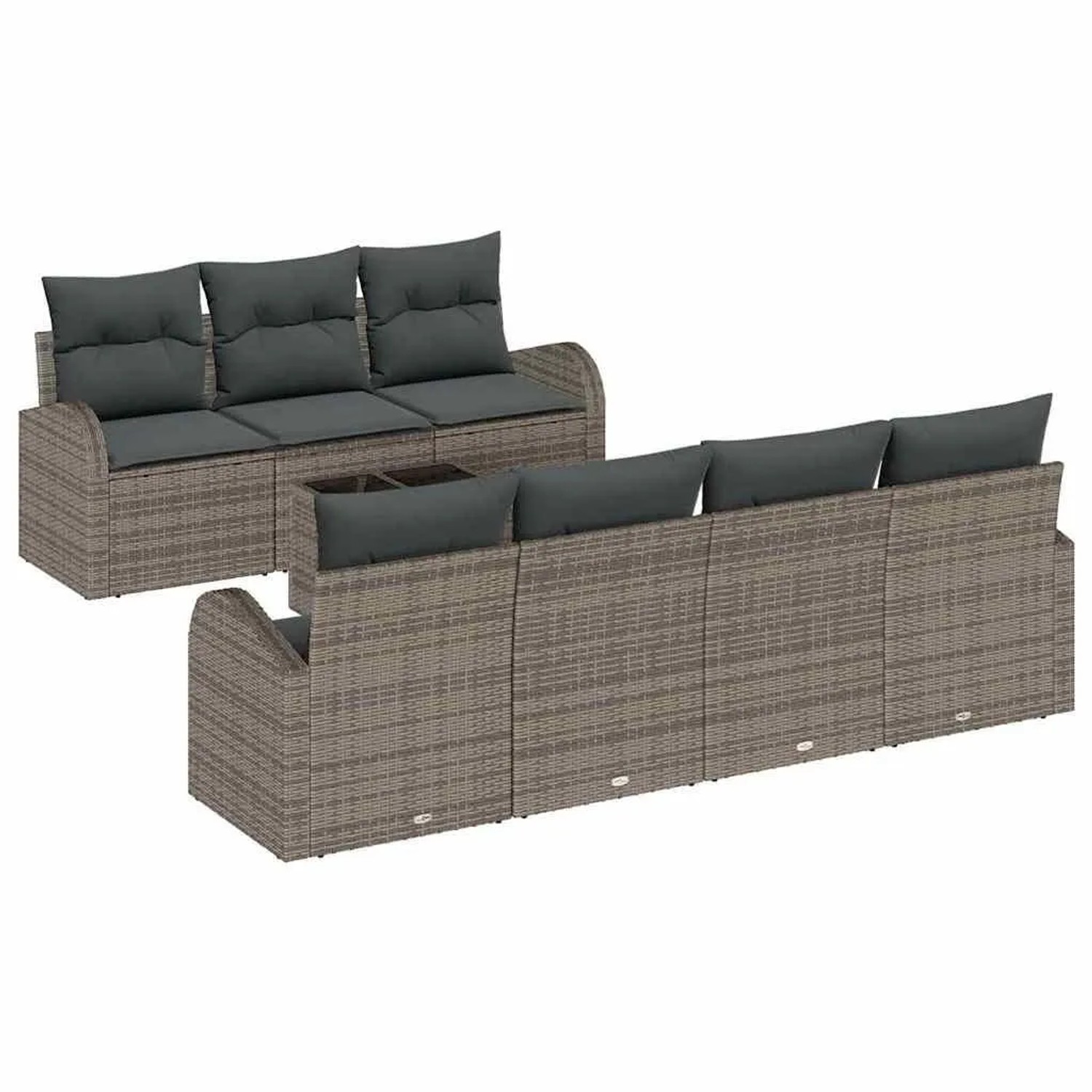 vidaXL Gartensofa-set Grau 55 x 55 x 37 cm Poly-Rattan 3345949 günstig online kaufen