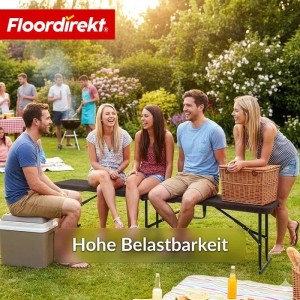 Gartenbank Kagawa: Klappbare Sitzbank mit Rattan-Optik für Garten, Terrasse und Events.