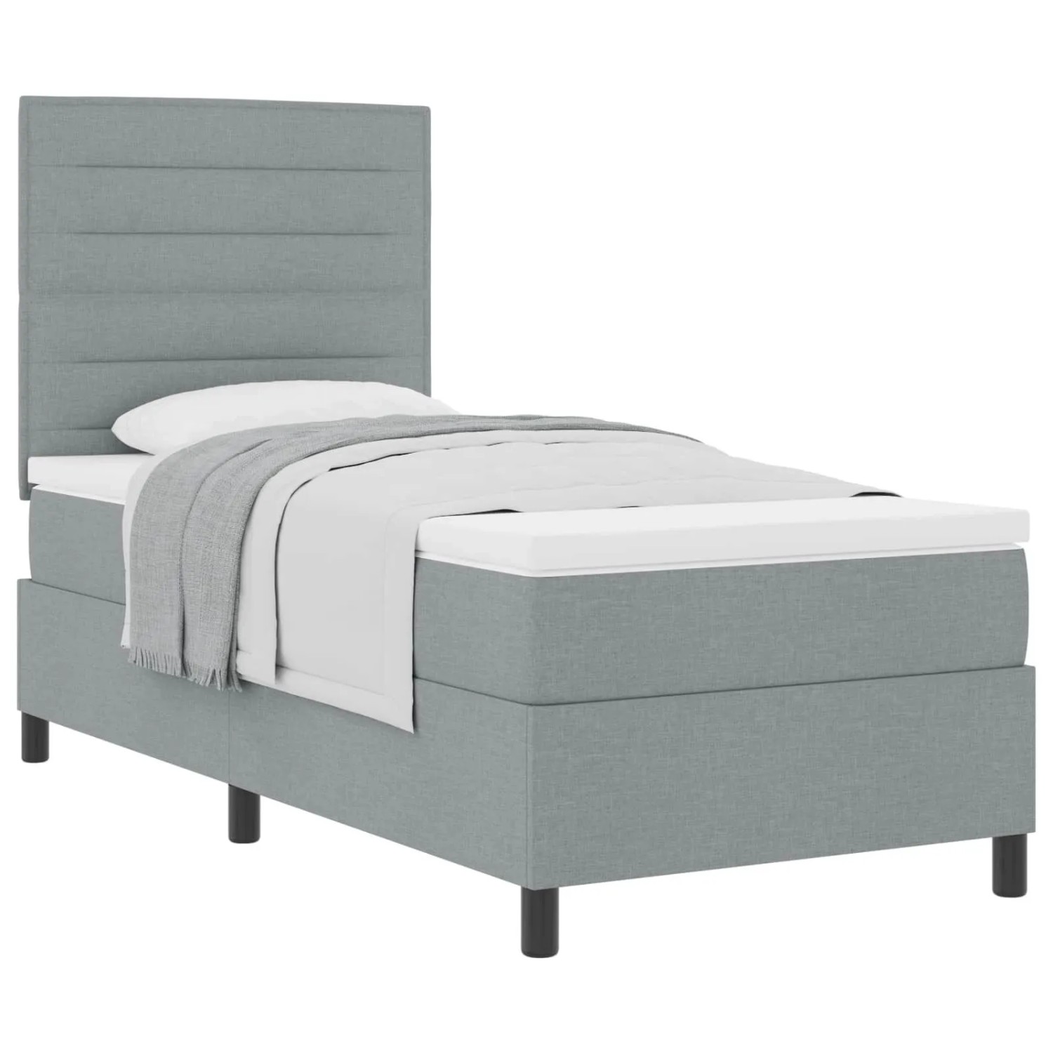 vidaXL Boxspringbett mit Matratze Hellgrau 90 x 200 cm Stoff 3339280 günstig online kaufen