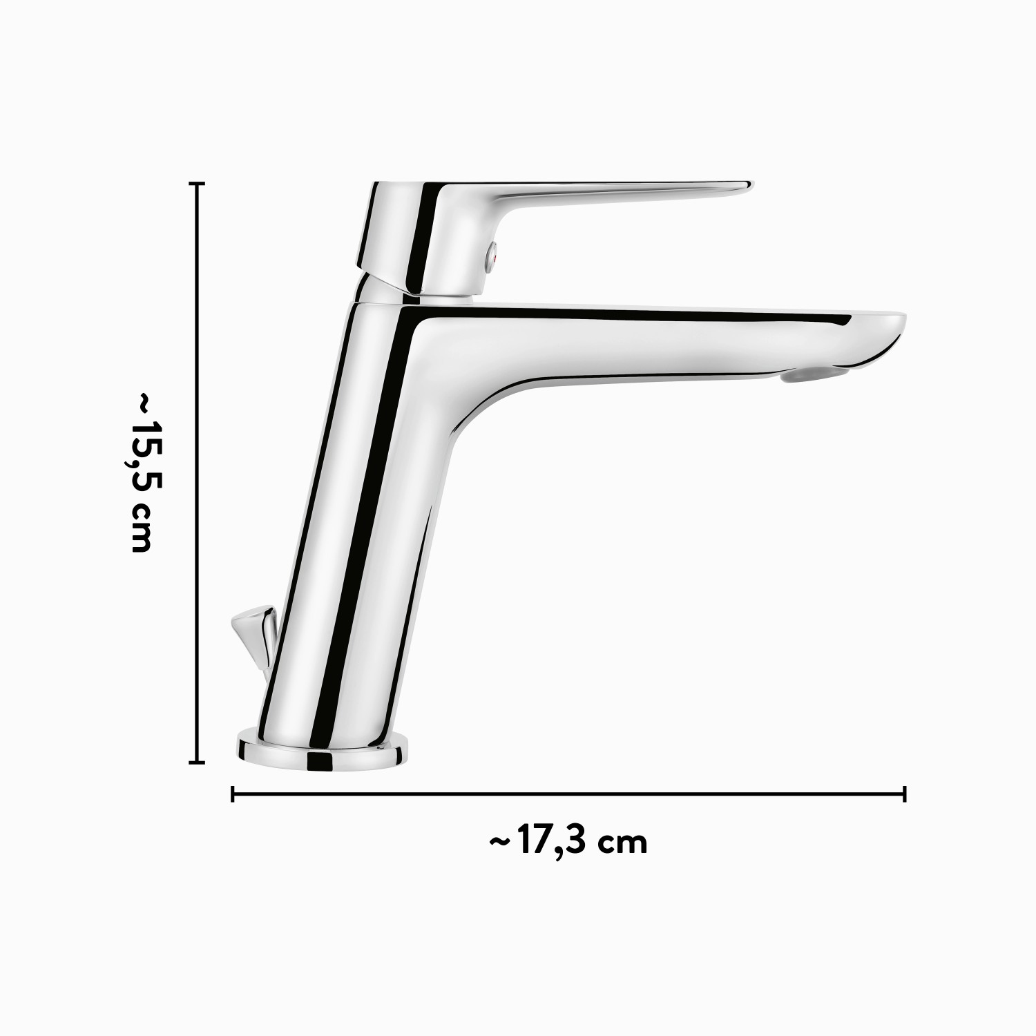 baliv Waschtischarmatur WT-5110 in Chrom, Einhebelmischer mit Exzenter-Ablaufgarnitur.