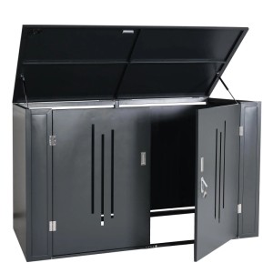 MCW 2er-Fahrradgarage K64 Fahrradbox Gerätehaus Fahrradunterstand mit Deckel Abschließbar Metall 121