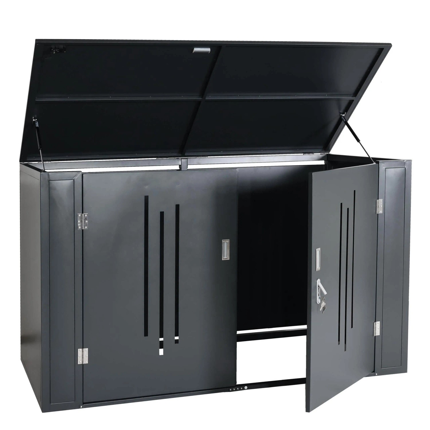 MCW 2er-Fahrradgarage K64 Fahrradbox Gerätehaus Fahrradunterstand mit Deckel Abschließbar Metall 121