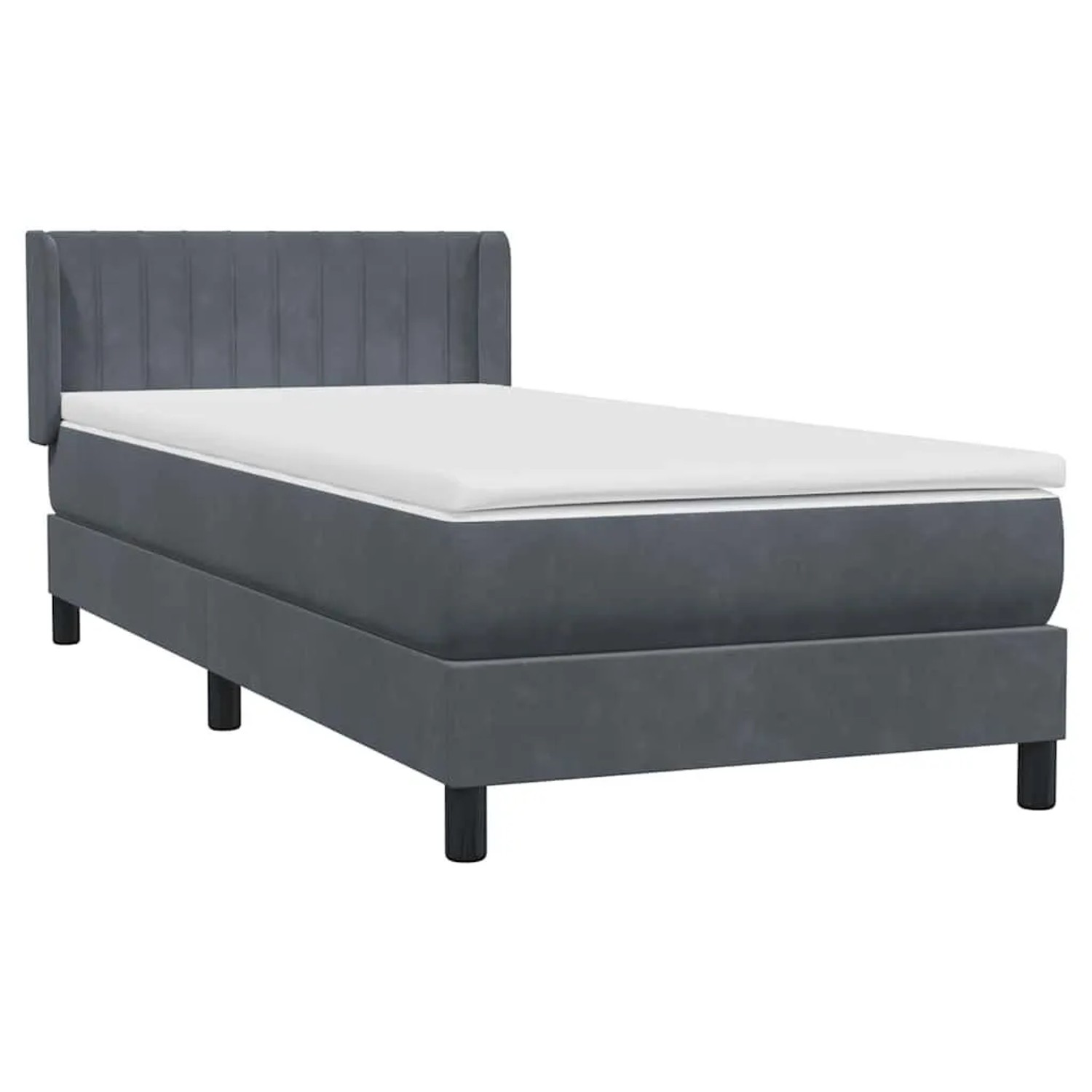 vidaXL Boxspringbett mit Matratze Dunkelgrau 90x220 cm Samt 3318310 günstig online kaufen