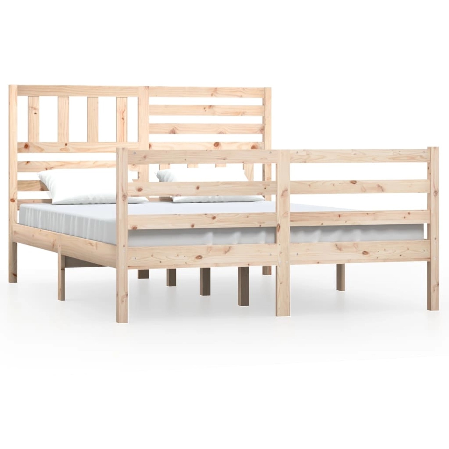 vidaXL Massivholzbett 135x190 cm 4FT6 Double1052966