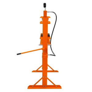 Orangefarbene 20-Tonnen-Werkstattpresse mit Manometer für Autozubehör.