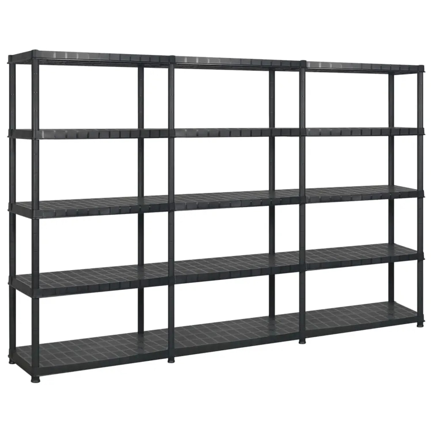 vidaXL Lagerregal mit 5 Böden Schwarz 274,5x45,7x185 cm Kunststoff 3059858