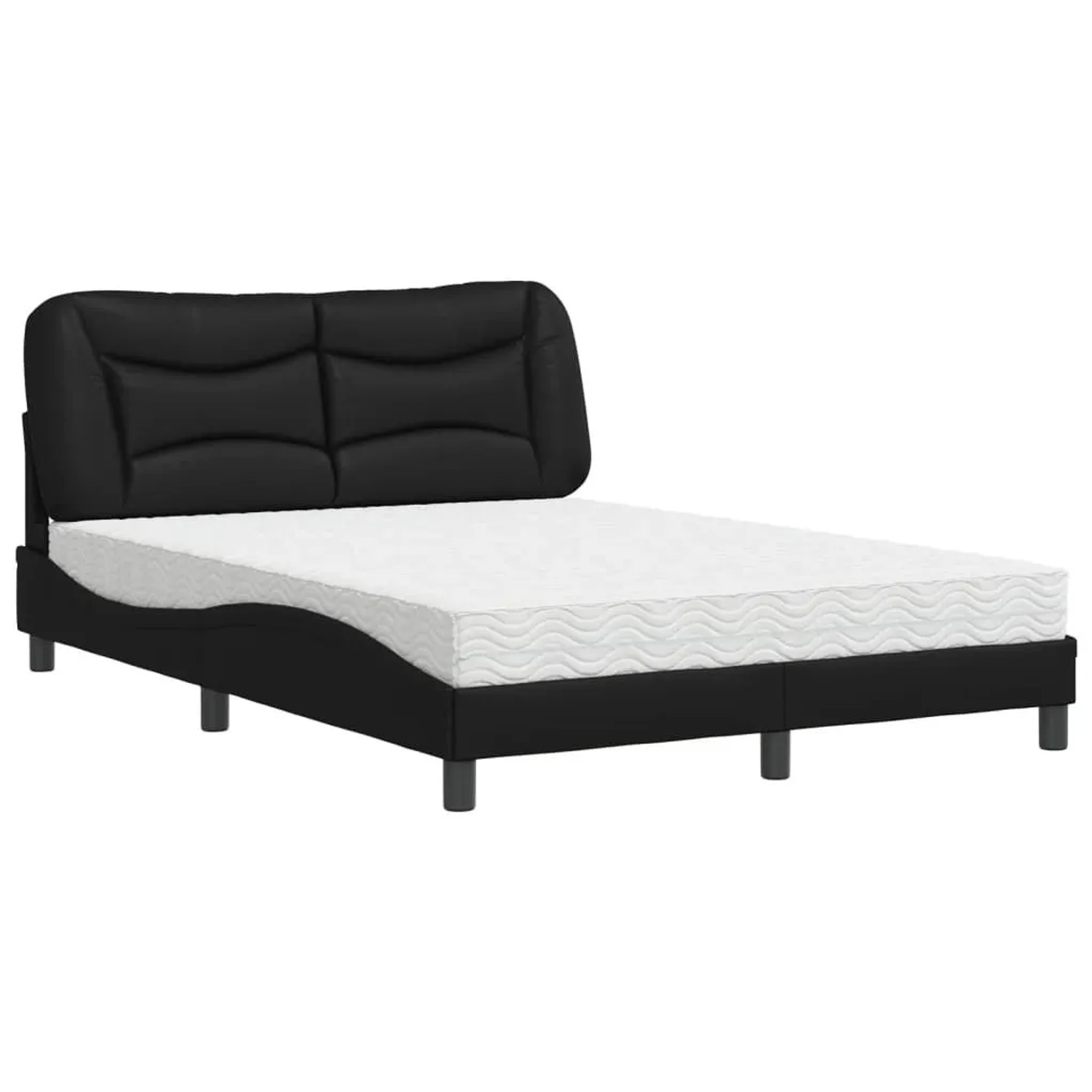 vidaXL Bett mit Matratze Hvar Schwarz 140x200 cm Kunstleder 3208724